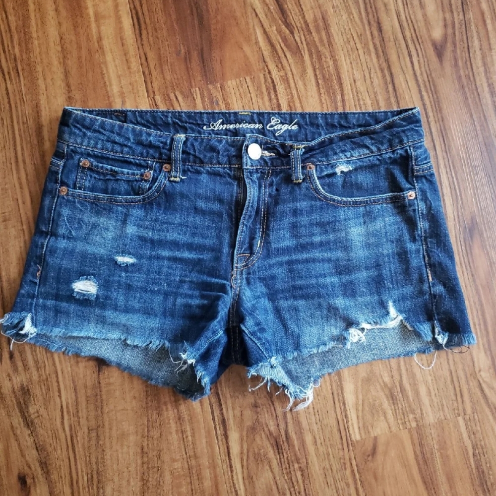 Denim mid shorts